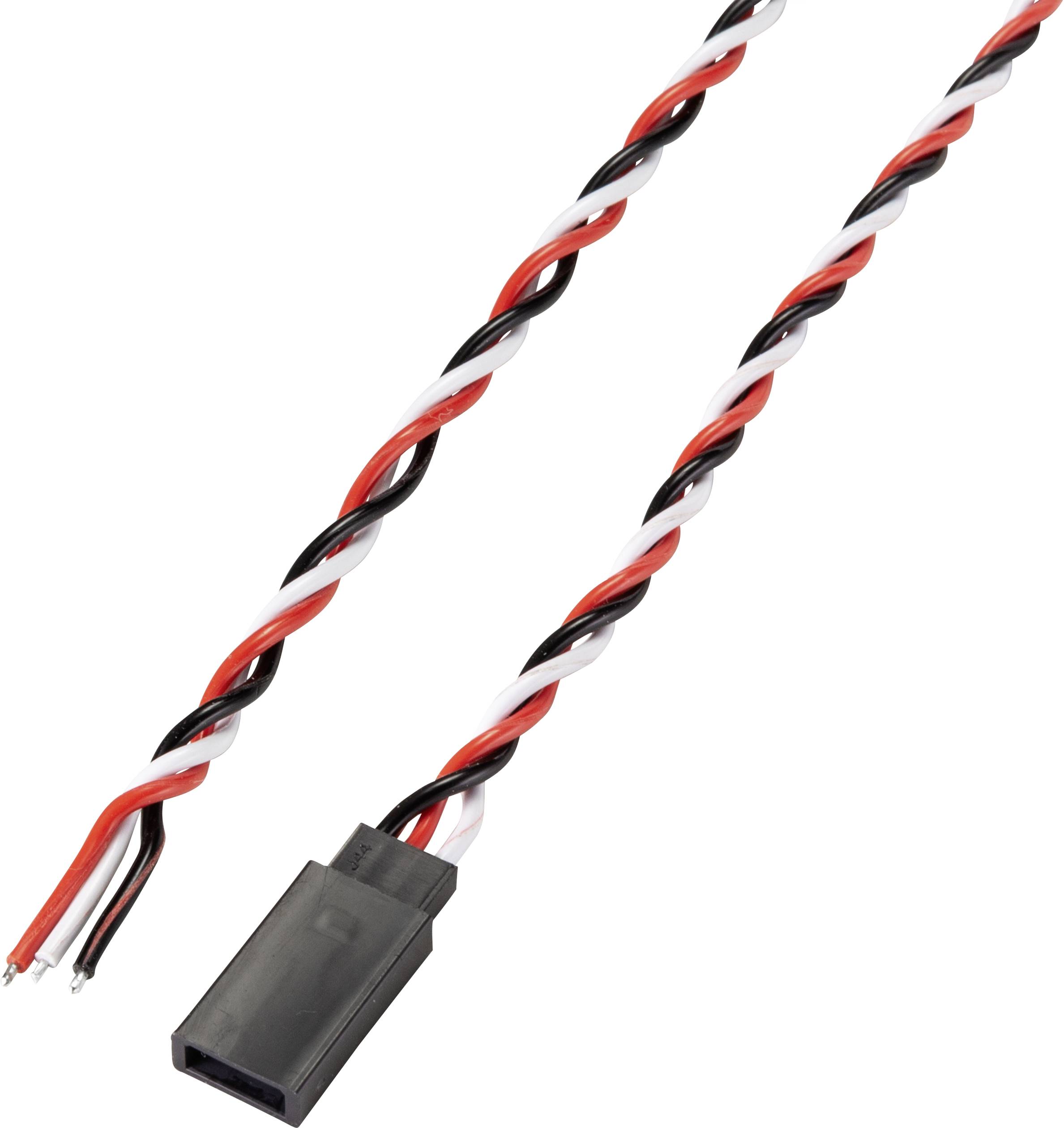 Two twisted cable harnesses with black and red wires, with a black connector at one end.