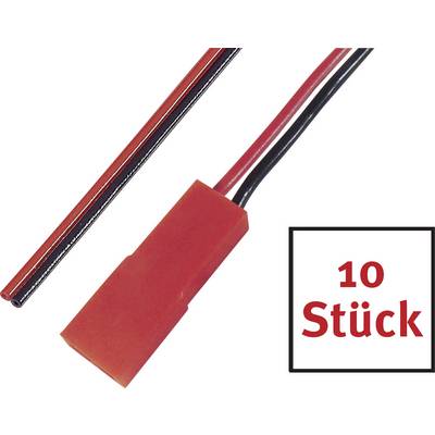 Red 2-pole connector pair with black and red cable. Text '10 pieces' indicates package contents.