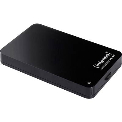 External Hard Drive 'Intenso Memory Play' in Black, Slim Design, Suitable for Data Storage and Backup.