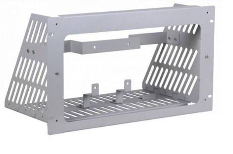 Metal frame for mounting, with side ventilation slots, suitable for attachment in technical devices or installations.