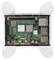 Raspberry Pi in a transparent case, showing slots and circuit board components.