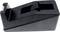 A black tape dispenser with a serrated cutting mechanism and an empty space for a roll of tape.
