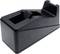A black tape dispenser with an integrated blade for cutting the tape.