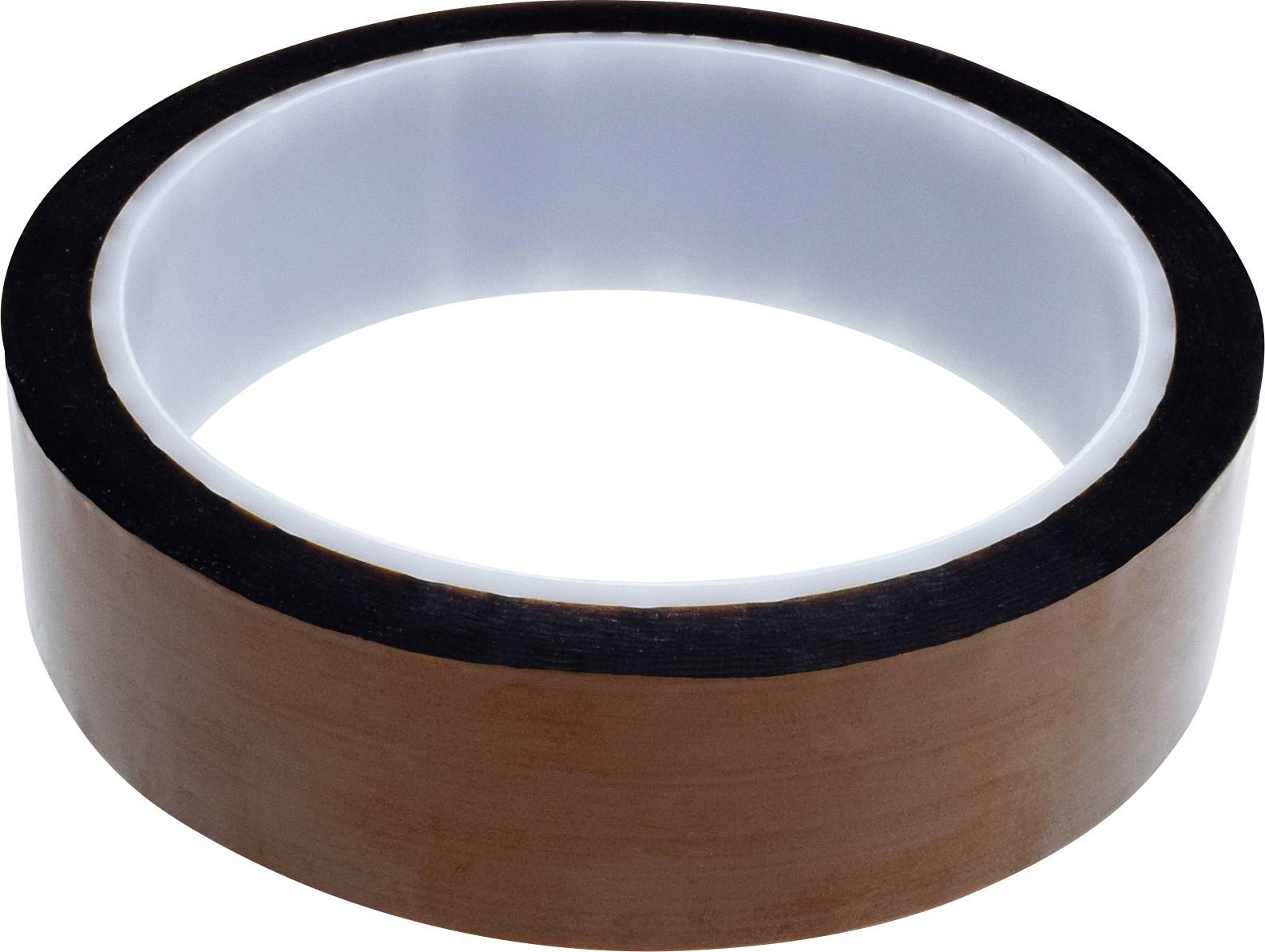 Transparent sticky tape roll with a brown outer surface and white inner core.