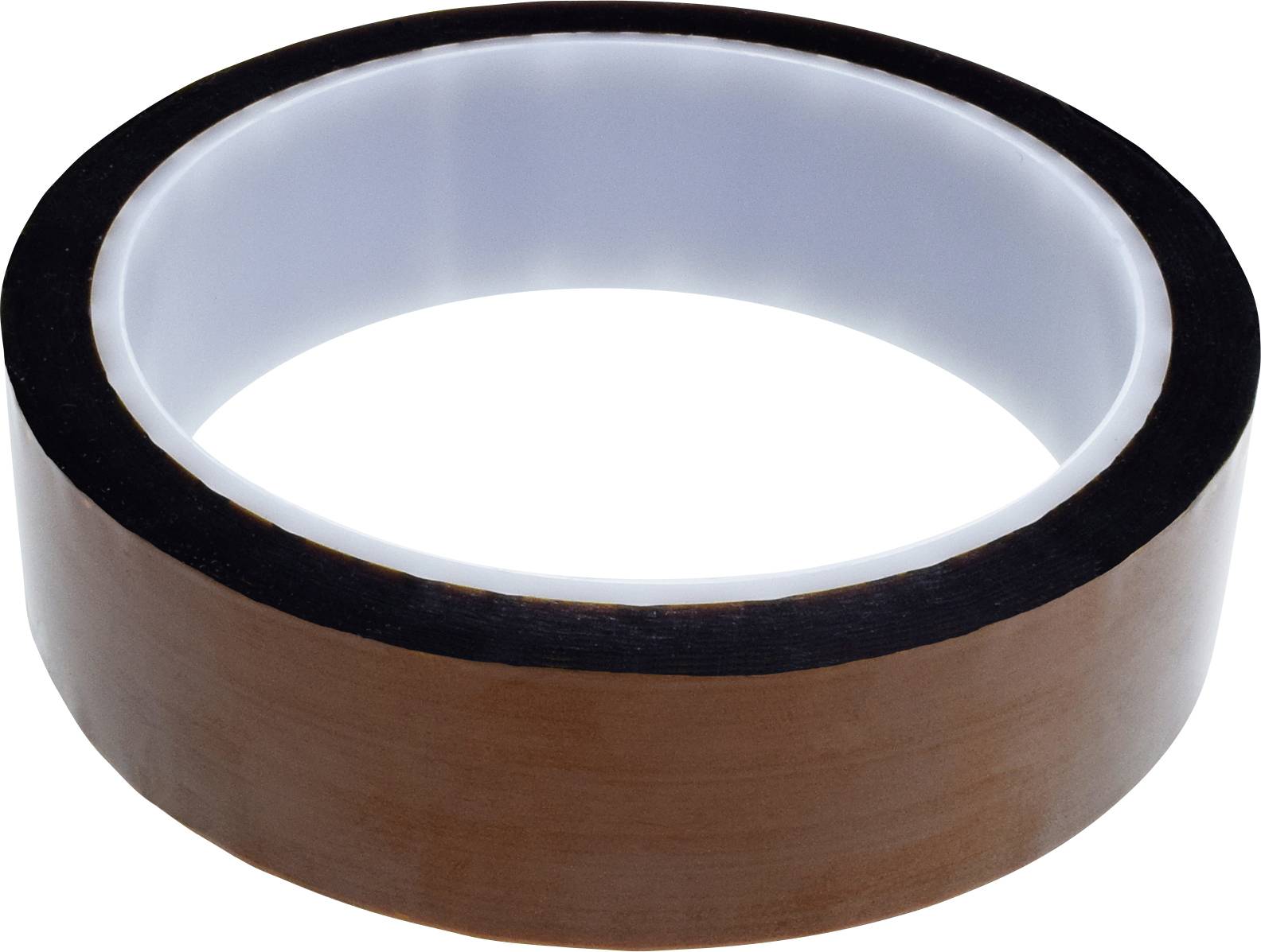 A brown insulating tape with a transparent inner side, rolled up. Used to protect against electrical conductors.