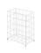 A white, freestanding, rectangular wire mesh basket on small feet. Suitable for storage or as a storage solution.
