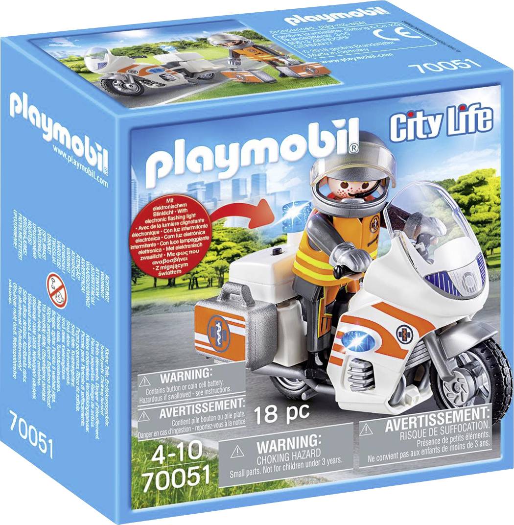 Playmobil® City Life Emergency medical motorcycle with flashing light 70051-0