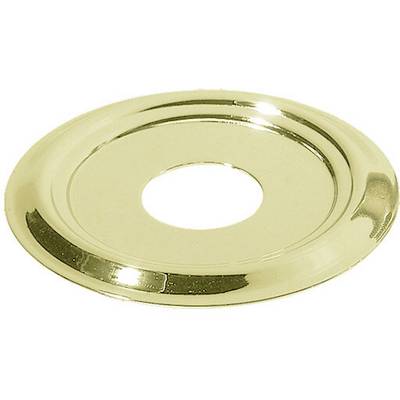 Golden candlestick with central opening, polished surface.