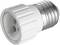 'Adaptor from E27 to E14 socket, metallic and white, enables the use of smaller light bulbs in larger lamp holders.'