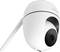 Surveillance camera with antenna, pan-tilt lens. White, round design. Model name 'TECHNAXX' on the top surface.