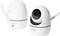 Two white surveillance cameras with antennas. Left view from the back, right shows the front side with lens and brand name.