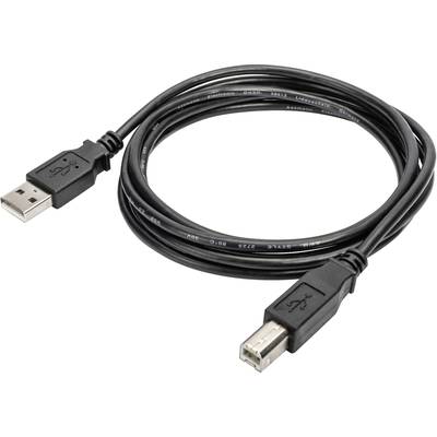 Digitus USB cable USB 2.0 USB-A plug, USB-B plug 1.80 m Black Shielded, double shielding AK-990941-018-S