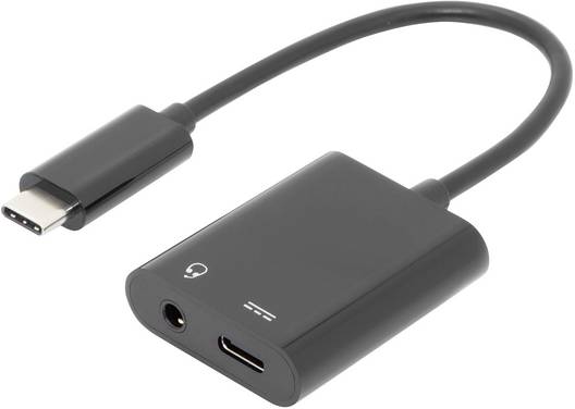 Digitus Audio/phono Adapter cable [1x USB-C® plug - 2x USB-C® socket, Jack socket 3.5 mm] AK-300400-002-S 20.00 cm Shielded, double shielding