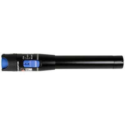 A black laser module with a blue switch. It has markings for settings and appears to be used for optical localisation.