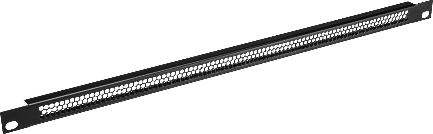 Black 1U rack ventilation unit with honeycomb configuration for ventilating server racks in data centres.