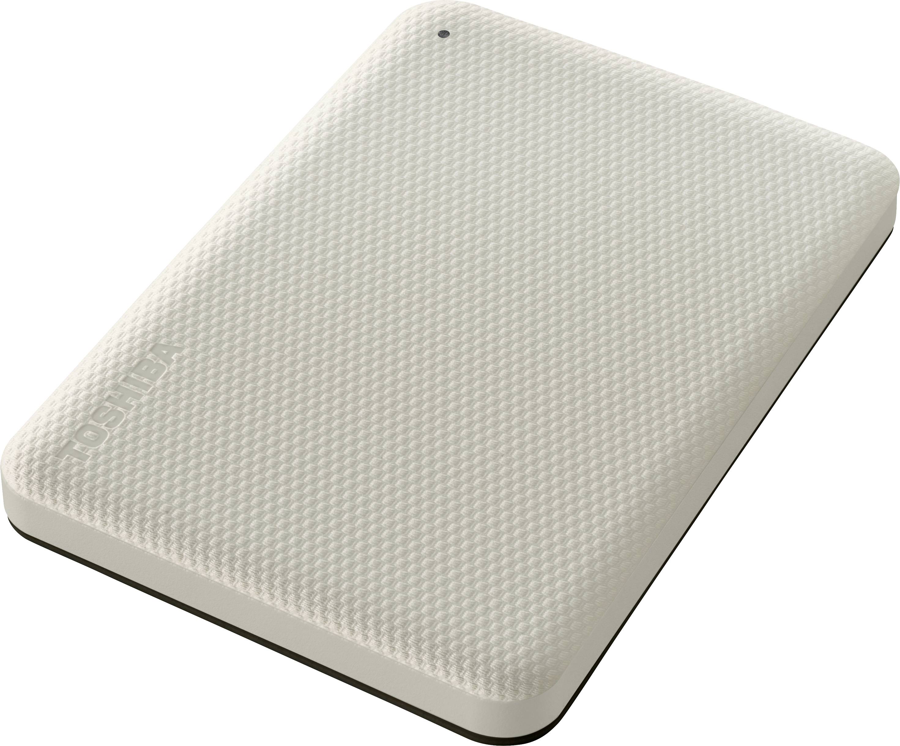 External white hard drive with structured casing.