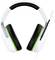 White and green gaming headset with microphone, adjustable headband, and soft ear cushions, suitable for computers and gaming consoles.