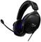 Black gaming headset with microphone arm, blue accents, and padded ear cups. Suitable for computer games and communication.