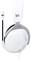 White over-ear headphones with microphone, suitable for gaming. Brand logo visible on the ear cup.