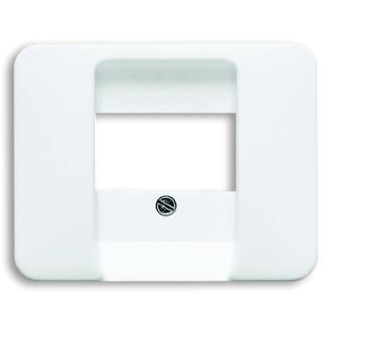 White rectangular plastic cover with a square opening and centrally positioned screw hole, for electrical installations.