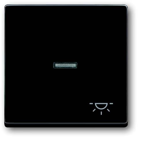 A black light switch with a glowing symbol in the bottom right indicates that the light is switched on.