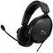 A black gaming headset with a microphone arm, ergonomic ear cushions and the HyperX logo on the ear cup.