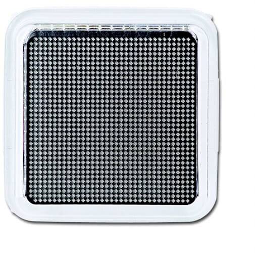 A square moth trap insert with numerous small holes, used for pest monitoring in agricultural establishments.
