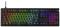 A gaming keyboard with RGB backlighting, where each key glows in a rainbow palette.
