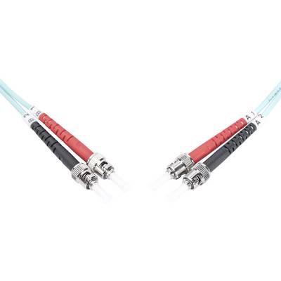 Two optical fibre cables with coloured sheathing and metal connectors, connected by couplings. Markings 'B1', 'B2', 'A1', 'A2'.