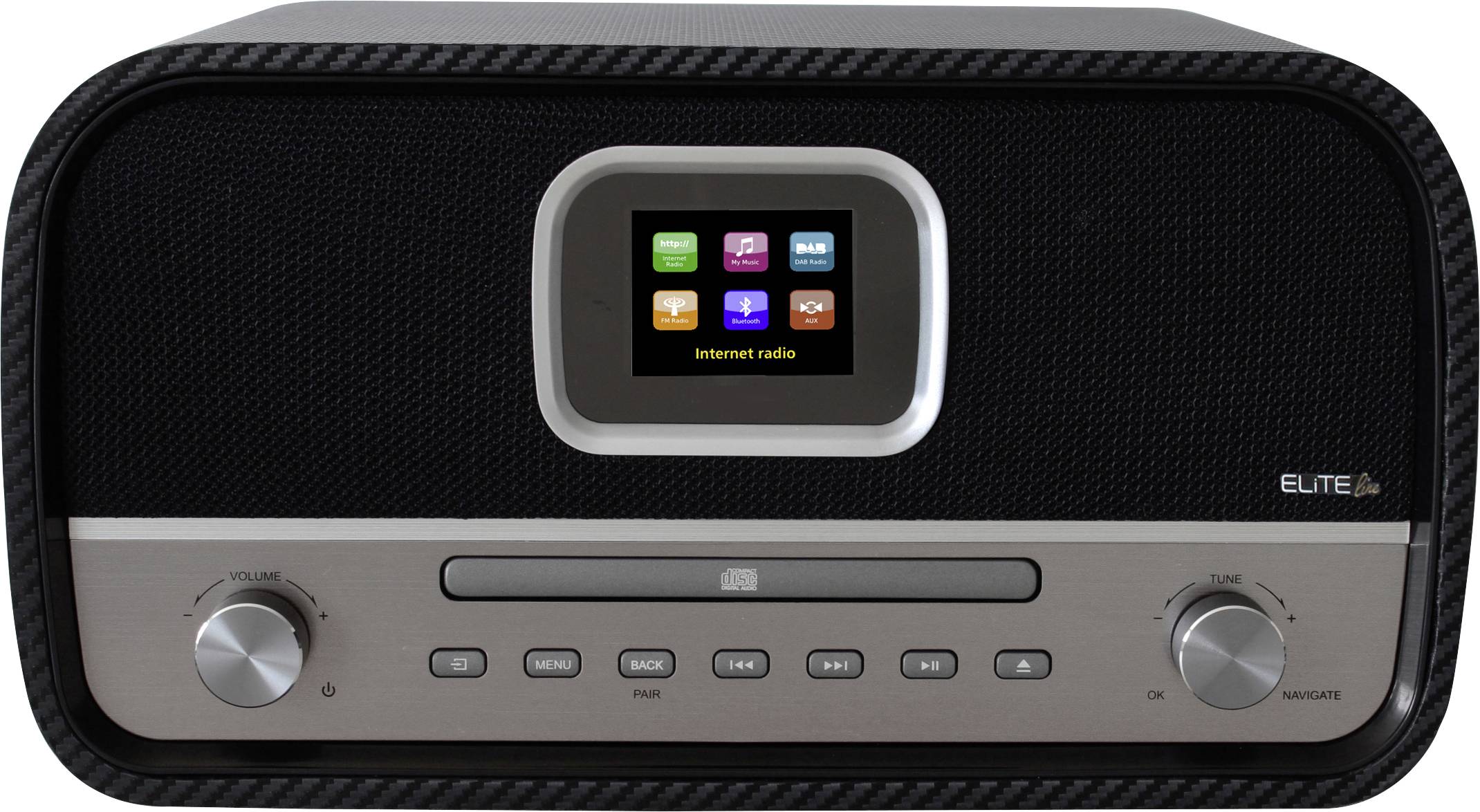 soundmaster ICD3030CA Internet desk radio Internet, DAB+, FM AUX, Bluetooth, CD, DAB+, Internet radio, FM, USB, Wi-Fi Incl. remote control, Spotify Black