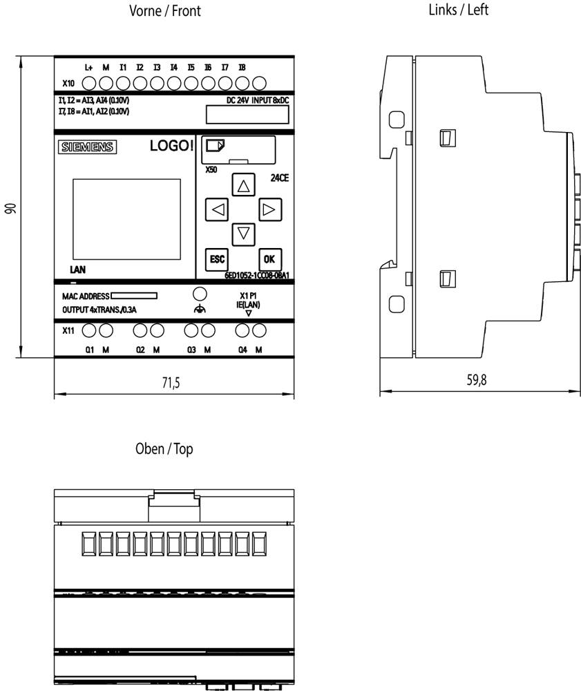 Siemens 6ED1052-1HB08-0BA1 PLC controller 24 V DC, 24 V AC-1