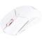 A white gaming mouse with a red scroll wheel and side buttons, designed for precise and comfortable operation during gameplay.
