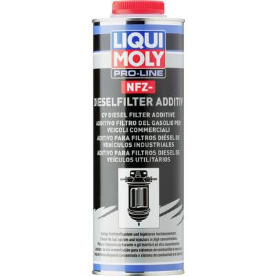 A large bottle labelled 'Liqui Moly Pro-Line NFZ Diesel Filter Additive', for cleaning diesel filter systems.