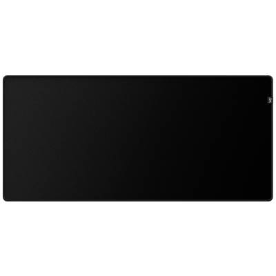 A large, rectangular, black mousepad stretches across the entire image area. It is plain and without pattern.