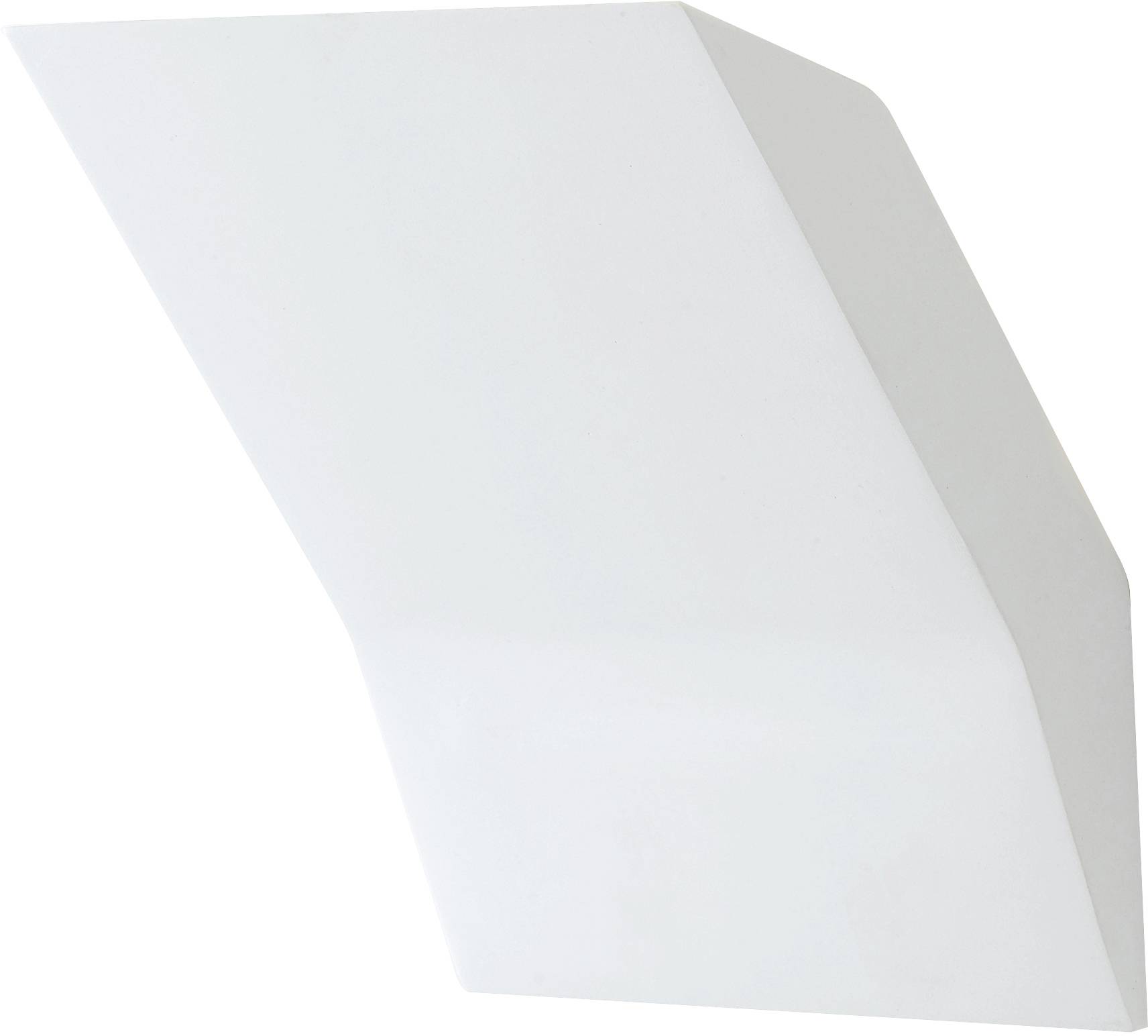 A white, geometrically shaped wall or ceiling light with a smooth surface, which looks modern and minimalist.