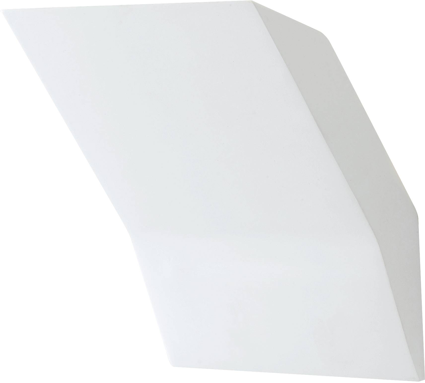 A white, modern-shaped wall shelf with an angled design. Suitable for minimalist interiors.