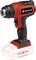 'Einhell cordless hot air gun in a red housing, without battery inserted, with black handle and red Power X-Change system.'