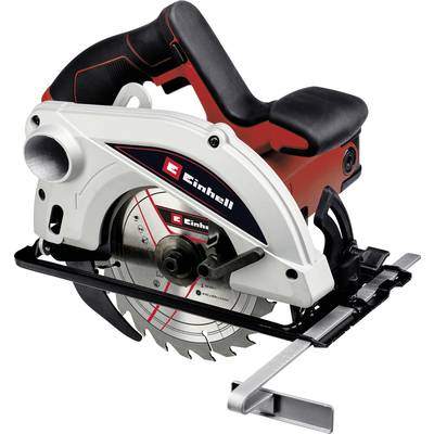 Einhell Hand Circular Saw, modern design, silver-red-black, suitable for precise wood cutting, with safety grip and guide rail.