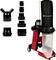 Industrial vacuum cleaner by Einhell, red and black, with accessories such as hoses and adapters. Ideal for workshops or construction sites.