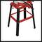 Red and black stand with a metal frame for a tool or device, suitable for providing stable support during work.