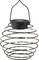 Black metal solar lantern with a spiral design and warm white LED lights for decorative outdoor lighting.