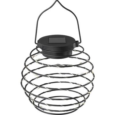 Black solar lantern in a spiral design with carrying handle, perfect for outdoor decoration.