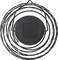 Black, round solar lamp with spiral-wrapped LED lights, providing decorative outdoor illumination.