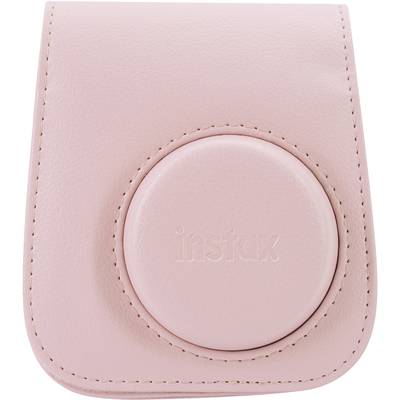 Pink camera bag with embossed 'instax' logo on the front.