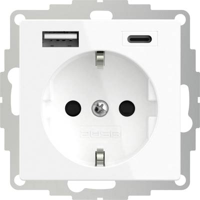 Image of 2USB 2U-449528 PG socket incl. USB charging port, Child safety, VDE IP20 Pure white (matt)