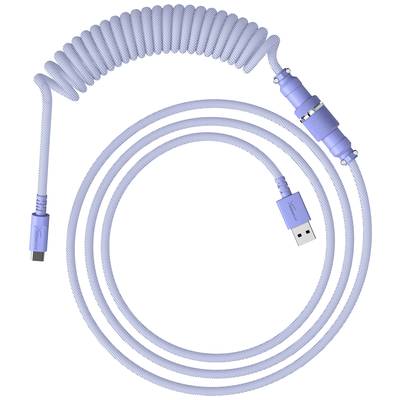 Blue, spiral-shaped USB cable with a USB-A and a USB-C connector.