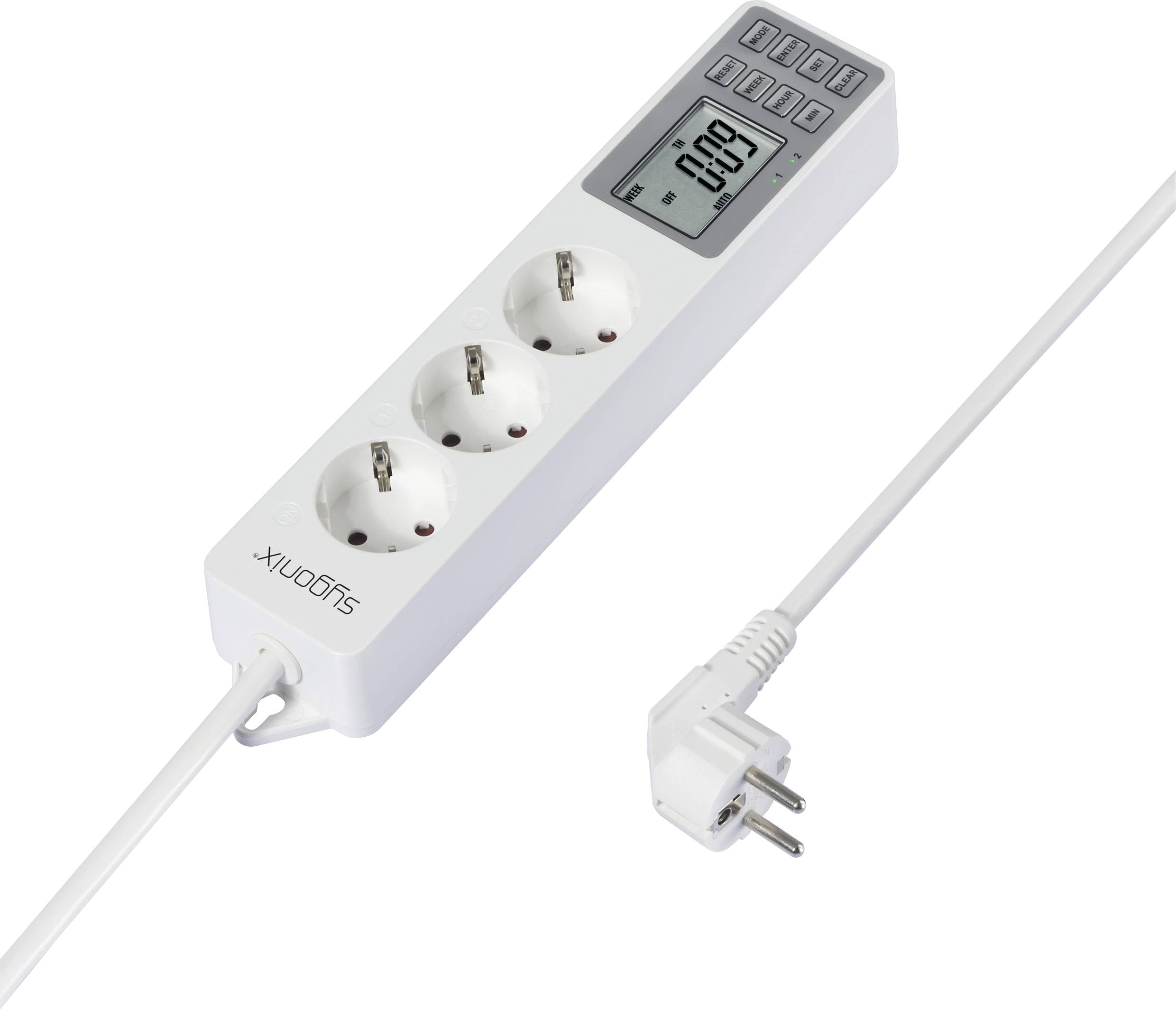 Sygonix SY-4675078 Power strip (+ timer) 3x White PG connector 1 pc(s)