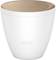 A white, modern-designed plant pot with three buttons on the front for control functions. The pot has a copper-coloured interior.