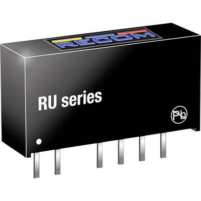 A black electronic component with 'RU series' written on it. The top surface displays a company logo. The right side has several metallic pins.