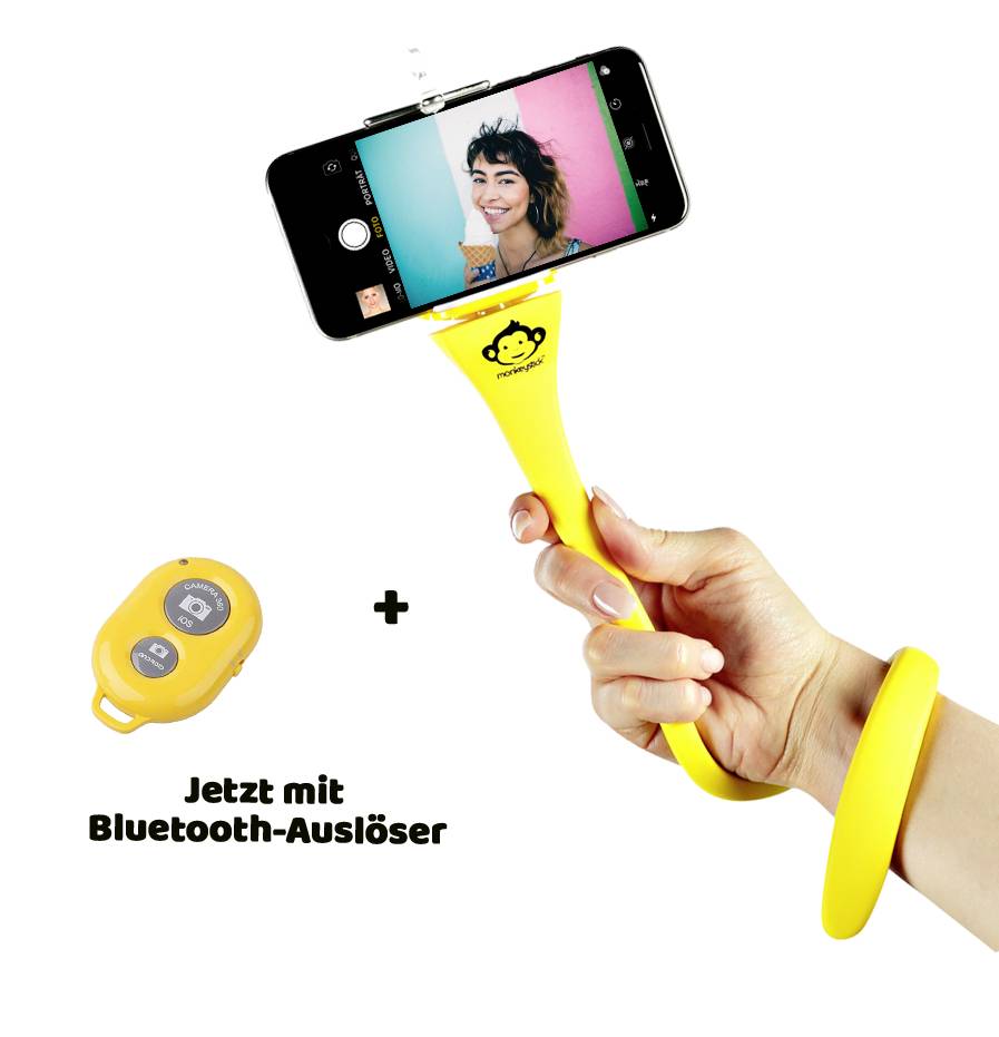 Monkeystick SELMONKEYY Selfie stick Yellow Bluetooth, incl. mobile phone holder-6